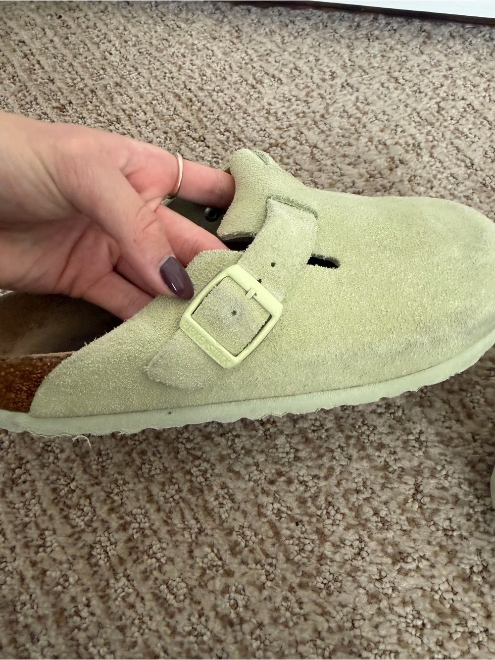 Birkenstock Bostons Suede in Green - Picture 9 of 12